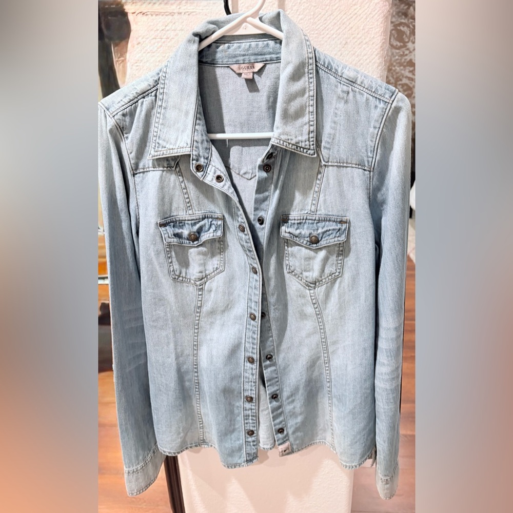 Guess Jeans Light Blue Denim Button Down
